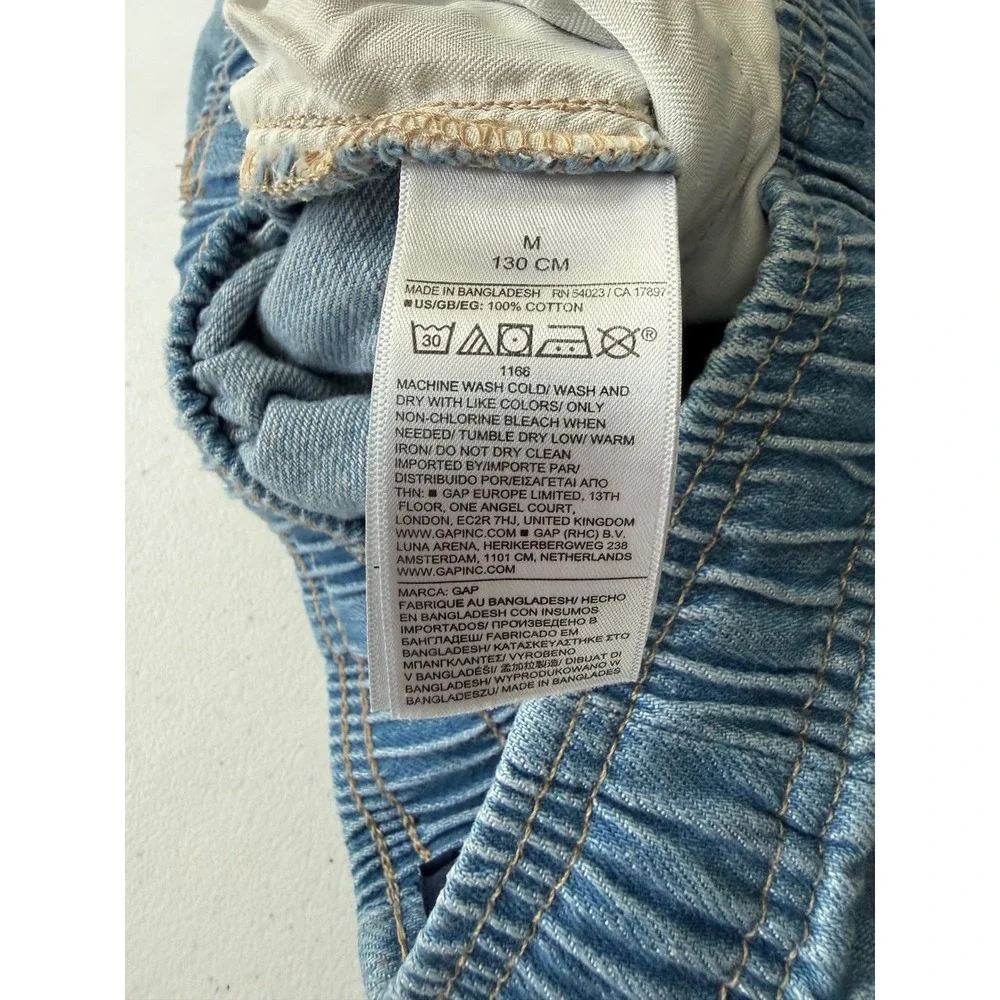 Gap Kids Easy Wide-Leg Pull-On Jeans Medium Wash Blue Denim Size M 130cm